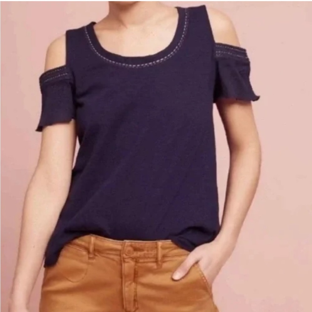 Akemi + Kin Top Womens Small Blue Cold Shoulder